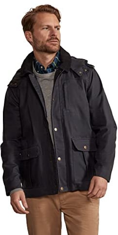 Hinter + Hobart Darlington Herren Wachsjacke mit Kapuze Marine XS
