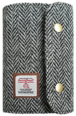 Harris Tweed A7-Notizbuchbindertaschen, 6-Ring-Planer, Wollstoff, nachfüllbar, A7-Nachfüllpapier und A7-Planer-Einsätze, Tagebücher zum Schreiben, A7-Größe, Mini-Binder-Notizbuch (schwarz)