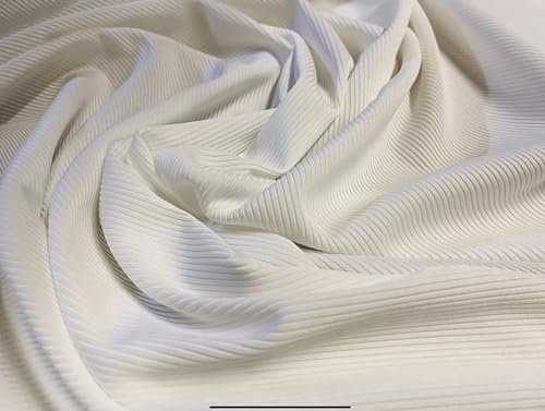 Elastan-Stretch-Jerseystoff, 2 x 1 Ripp, Meterware, einfarbig – Weiß