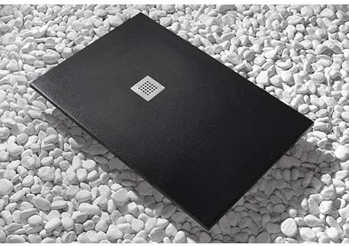 Piatto Doccia 80X120 cm Line Nero altezza 3cm slim In Marmoresina Con Piletta Inclusa TUTTE le MISURE Disponibili