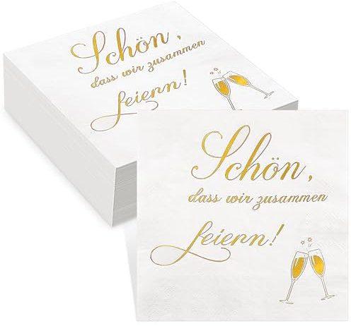 Tenare 80 Einweg Servietten 3 Lagige Papierservietten Saugfähige Cocktailservietten Festliche Lunch Servietten Party Tischdeko Servietten für Hochzeit Geburtstag Taufe Kommunion Konfirmation Silvester