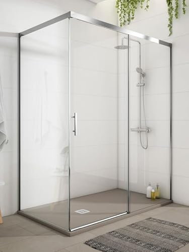 Strohm TEKA - MANACOR - Mampara frontal 1 panel fijo+1 puerta corredera, largo plato 116-120cm