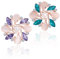 Lot de 2 broches en étamine - En strass - En forme de fleur - Convient pour un usage quotidien, les fêtes, les cadeaux d'anniversaire (45 x 45 mm) (vert et violet), Métal