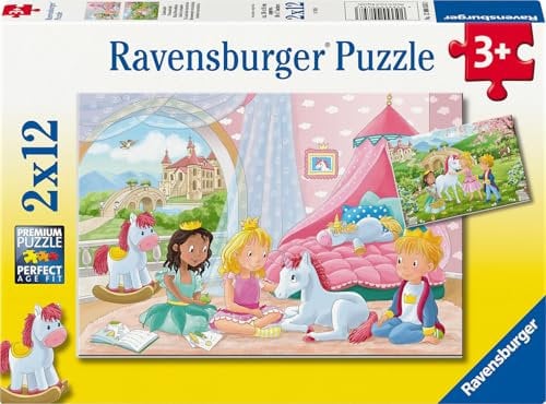 Ravensburger Royal Friendship Jigsaw Puzzles for Kids Age 3 Years Up - 2x 12 Pieces - Princess & Unicorns