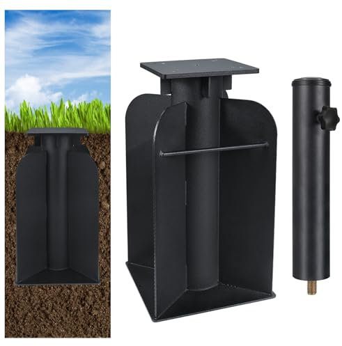 SLIIMU Offset Umbrella Base, Universal Metall Bodenplatte mit Sonnenschirm Standrohre Geliefert für Ampelschirme, Sonnenschirmständer, Bodenhülse für Kurbelschirm, zum Einbetonieren, 7.5 kg, Schwarz