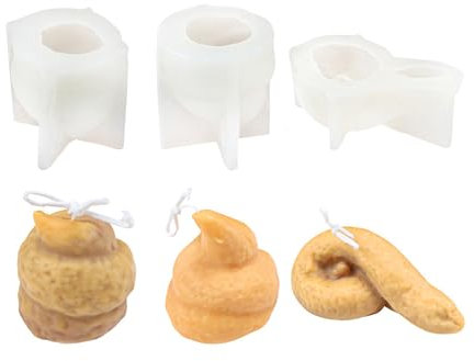 Xidmold 3 Stück Poop Silikonformen Kerzenform, 3D Scheiße Hundehaufen Kackhaufen Silikonform für Fondant, Schokolade, Sojawachs Kerzen, Seife, Epoxidharz, Handwerk (B)