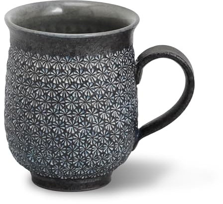 COTONOHA Kyoto Kiyomizu-yaki Artisan Coffee Mug - Durable, Non-Porous Ceramic with Delicate Floral Design, 9.4 fl oz - with Gift Box Made in Japan (Blue)