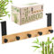 RICOO Türhaken zum Einhängen MH029N-5 Türgarderobe 5 Haken aus Stahl Kleiderhaken Tür ohne Bohren Garderobe für Jacken Taschen Türhakenleiste 32x13x6,6 cm Bambusleiste natur&schwarz