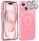 YisrLery Magnetica Cover iPhone 15 con 2 Vetro Temperato e 2 Vetro Fotocamera, Compatibile Mag Safe Hard PC Anti-Graffio Protettiva Case Antiurto Custodia con Bumper TPU (Rosa)