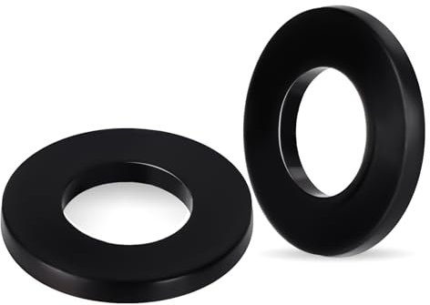 Rondelle piatte M12 in nylon nero, diametro interno 12 mm, diametro esterno 24 mm, spessore 2 mm, guarnizione di tenuta in plastica, confezione da 50