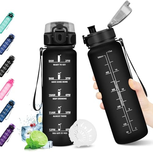 KollyKolla Gourde Enfant, 500ml, Petite Gourde, Étanche et Réutilisable, Bouteille d'eau avec Marqueur de Temps et Filtre, sans BPA, pour Enfant, Garçon, Fille, Maternelle, l'école, Sport, Camping