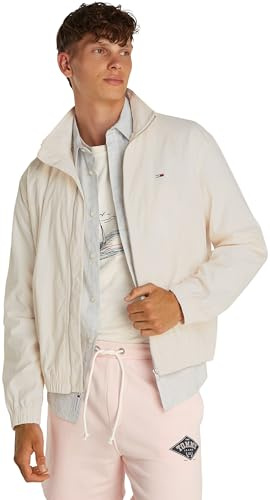 Tommy Jeans Herren Windbreaker Jacke Essential Stehkragen, Elfenbein (Ancient White), L