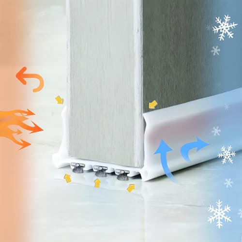 Silkwish Burlete para puertas de 100 cm, junta inferior con cepillo, doble cara para puerta inferior, ahorro de costes de calefacción, burlete cortavientos para puerta antiinsectos y viento (blanco)