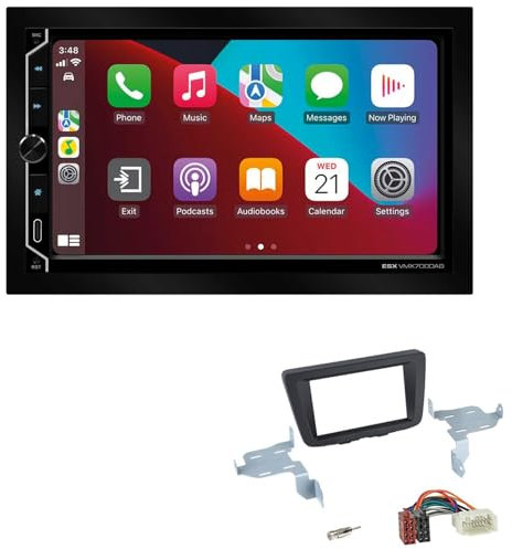ESX VMX700DAB 2-DIN Autoradio kompatibel mit Wireless Apple CarPlay Android Auto Bluetooth DAB+ passend für Suzuki Baleno ab 2016 schwarz