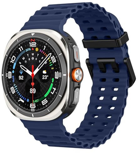 MoKo Cinturino Sportivo Compatibile con Samsung Galaxy Watch Ultra 47mm (2025/2024) per Uomo Donna, Cinturino di Ricambio in Silicone Morbido e Traspirante per Galaxy Watch 7 Ultra, Blu notte