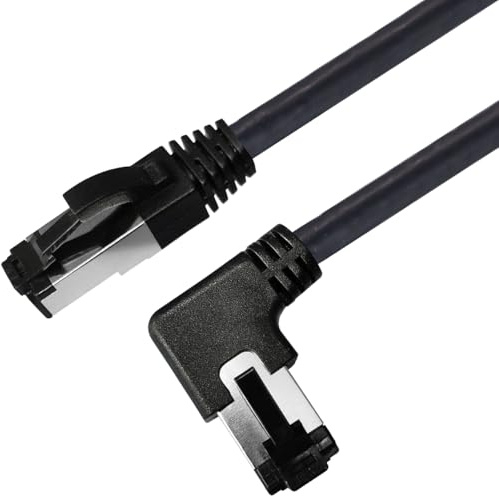 MAXTRACK Cable de conexión Cat 8.1 – TI52-1,5L, cable LAN para aplicaciones 25GBase-T/40GBase-T/50GBase-T, cable de conexión, cable de red Cat. 8.1, conector RJ45 recto a conector RJ45 acodado a la