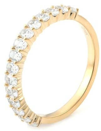 Stfery Trauringe 9 Karat Gold Ovalschliff Weiß Moissanit Ring Verlobung Gold Halbe Ewigkeit Verlobungsring