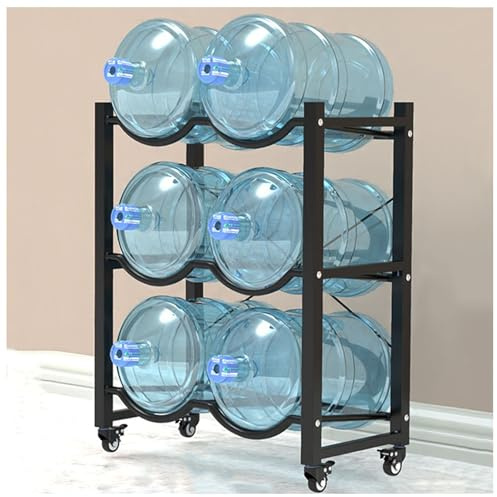 5 Gallon Water Jug Holder Water Bottle Holder Organizer, Heavy Duty Water Cooler Jug Storage Rack with 4 Wheels, Movable Water Container Stand Water Dispenser, for Office/Restaurant/Gym