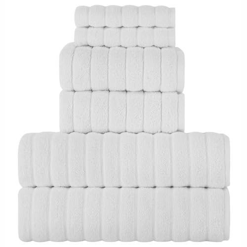 BERIBO Türkisches Handtuch-Set, 100% Baumwolle (Wolke), 6 Stück, 620 g/m² (weiß)
