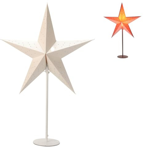 Weihnachtstern Tischlampe Papierstern H65cm Dekostern Strombetrieben An/Aus Schalter Tischleuchte