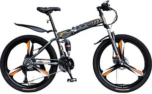 FLNOZAMZ Faltbares Mountainbike, Faltrad für Erwachsene, Speed ​​Gears Bike, rutschfeste Falträder mit Doppelscheibenbremse für Erwachsene/Männer/Frauen, Muti Colors (orange 26inch)