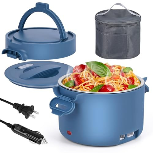Dreamhigh® Fiambrera Electrica 3 en 1, 100W 12V/24V/220V Tartera Comida Trabajo de 1L, Tartera Electrica Comida Trabajo Para camiones, automóviles, oficinas, hogares