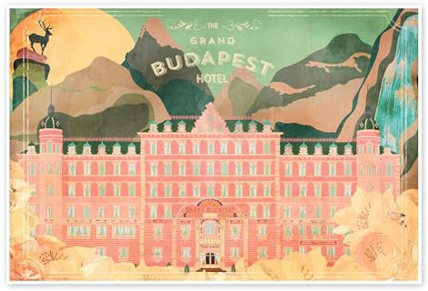 Posterlounge Das Grand Budapest Hotel Poster | 120 x 80 cm von Ella Tjader Rosé Wandbilder Wanddeko
