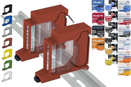 Hutschienenhalter Single für 18 Shellys: 1 Gen3,1PM Gen3,2PM Gen3,i4 Gen3,Plus 1,Plus 1PM,Plus 2PM,Plus i4,Plus 0-10V Dimmer,Wave 1,Wave 1PM,Wave 2PM,Wave Shutter,Wave i4 (2x Rot)