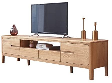 IUBGFTO Retro-TV-Ständer mit 2 Aufbewahrungsschränken, TV-Schrank aus Holz, mit 2 Schubladen für Fernseher bis zu 55 Zoll, TV-Konsole für Wohnzimmer und Schlafzimmer 59 * 13,7 * 17,7 Zoll (Holz)