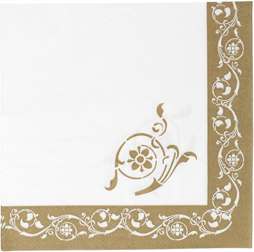 Graziano, Tovaglioli di Carta GOLDEN ELEGANCE, Confezione da 20 tovaglioli, Formato 33x33, Buffet dolci party