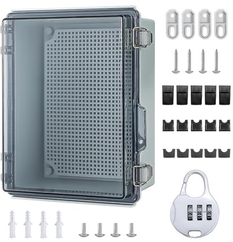Coffret Electrique Etanche, IP66 Boite Etanche Electrique Exterieur, Boîte de Derivation Etanche avec Accessoires De Montage Mural Et Serrure (29 * 19 * 14cm)
