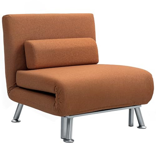 HOMCOM Linen Chair Bed, 3-in-1 Convertible Sleeper Chair with Adjustable Backrest, Pillow, for Living Room, Bedroom, Coffee