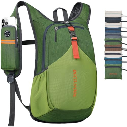 BECOJADDE Kleiner Wanderrucksack für Herren und Damen, 15 l/20 l, faltbar, leichter Rucksack, Wandern, Tagesrucksack für Reisen, Camping