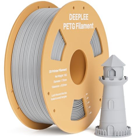 DEEPLEE PETG Filament 1.75mm, 3D Drucker PETG Filament Maßgenauigkeit +/- 0.02 mm für die meisten FDM 3D Drucker, Grau 1KG