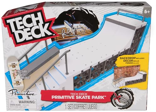 Tech Deck - Primitive Skate Park, Finger-Skateboard-Rampe mit authentischem Fingerboard, Signature-Set des Skateboard-Profis Paul Rodriguez, X-Connect-Stecksystem, umfangreiches Zubehör, ab 6 Jahren