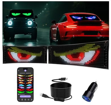 JDVOOTD Pannello LED Flessibile Programmabile 2 Pezzi con Sincronizzazione Automatica e Orologio Digitale, Display LED 37x9.2 cm per Insegne Luminose Personalizzate