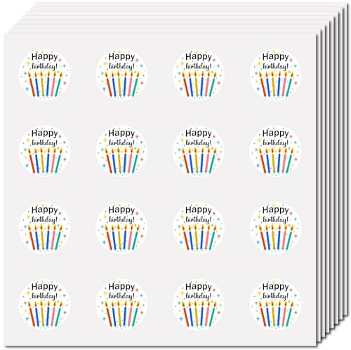 CREATCABIN 8 Blatt 128 Stück Happy Birthday Mini Aufkleber Kleine Planer Aufkleber Etiketten 2.5cm Selbstklebend Rund Punkte Cartoon Aufkleber Für Scrapbooking Laptop Gepäck Tasse Buch Tagebuch