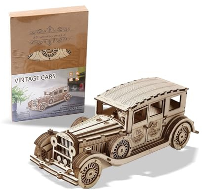 ACESOME 3D Wooden Puzzles for Adults, Vintage Car Wooden Model Kits for Adults, Self Assembly Jigsaw Puzzle Games, 187 Pcs Model Car Kit, 3D Puzzle Birthday Gifts for Men&Teenagers