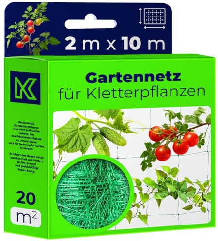 KADAX Ranknetz für Kletterpflanzen, 2 x 10 m, Pflanzennetz mit großer Maschenweite, Rankhilfe für Gurken & Tomaten, Gurkennetz, Tomatennetz, Pflanzen Netz