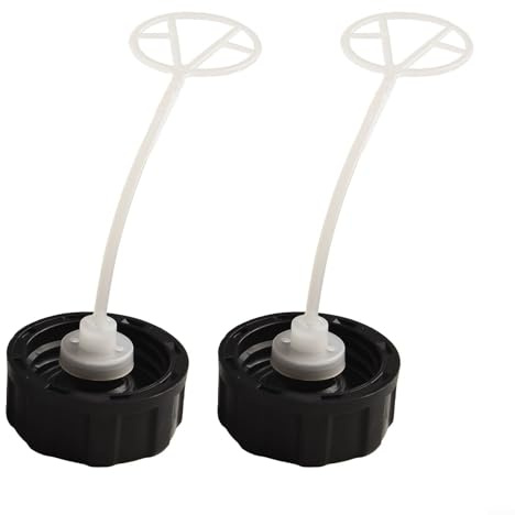 2 Pack Black Plastic Fuel Tank Cap 45mm Outer 34mm Inner Fits 43cc 49cc 52cc 55cc Petrol Scooter Garden Engine Compatible with Hedge Trimmer Brush, Mower Replacement Accessory