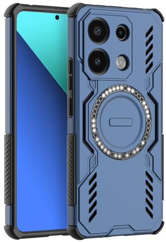 LVVFEI Case for Xiaomi Redmi Note 13 4G (Not for 5G) Magnetic Phone Case with Shockproof, Ventilation Hole Design Magnetic Ring Slim Protective Case - Blue