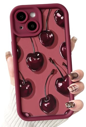 Lovmooful for iPhone 15 Plus Case Cute Cherry-Red Cherry