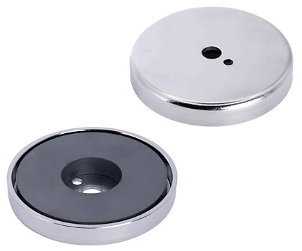 Ferrite Pot Magnet for Arts, Crafts, Model Making, DIY, Hobbies, Office, and Home - 66mm dia x 10mm thick x 8mm hole - 39kg Pull - Pack of 10