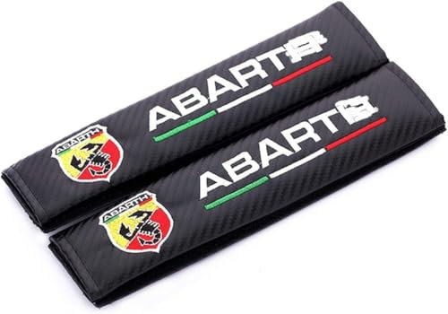 WSADZXC77 Autositzgurt-Bezug, Karbonfaser, Stickerei, Schulterpolster für Abarth, 2 Stück