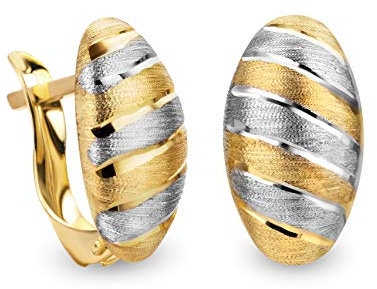 14 Karat 585 Gold Ohrringe Creolen Bicolor Matt & Glänzend Ohrschmuck – SIT15