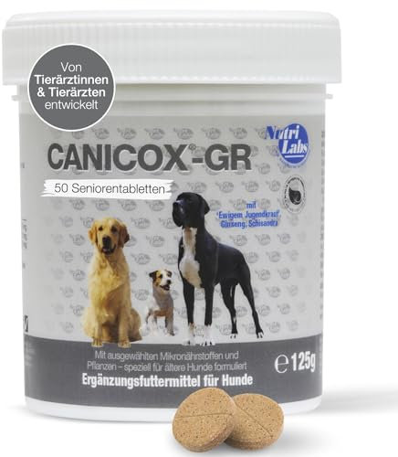 NutriLabs Canicox®-GR Tabletten für Senioren-Hunde 50 STK. - Seniorentabletten für Hunde mit MSM, Chondroitin, Glucosamin, Ginseng, Weißdorn u.v.m. - Gesundheitsprodukte für Hunde