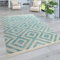 Paco Home Moderner Outdoor Teppich Geometrisches Rauten-Muster im Vintage-Look Flachgewebe Wetterfest & Pflegeleicht für Garten, Terrasse & Balkon, Grösse:120x170 cm, Farbe:Blau-Weiß