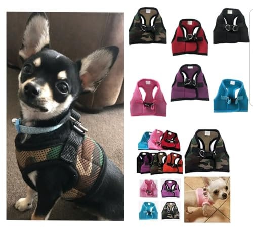 XXXS XXS XS Tiny Teacup Chihuahua Puppy Dog Harness with Clip for TINY Teacup Miniature Breeds Kitten Yorkie Maltese Terrior Puppy Dogs (XXS - Chest 26-30cm, Black)