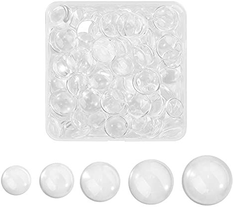BEEFLYING 150 Pcs Glass Cabochons Transparent Glass Dome Cabochons Clear FlatBack Clear Glass Cabochons for Cameo Photo Pendant Jewelry Making