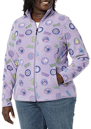 Amazon Essentials Disney | Marvel | Star Wars | Princess Giacca in Pile con Collo a Lupetto con Cerniera Intera Donna, Marvel Logo, XXL
